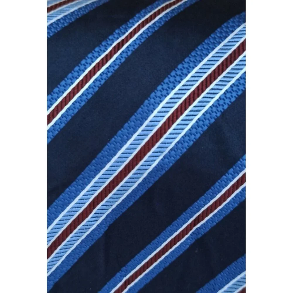 BRIONI Blue Striped Silk Tie HANDMADE ITALY 61